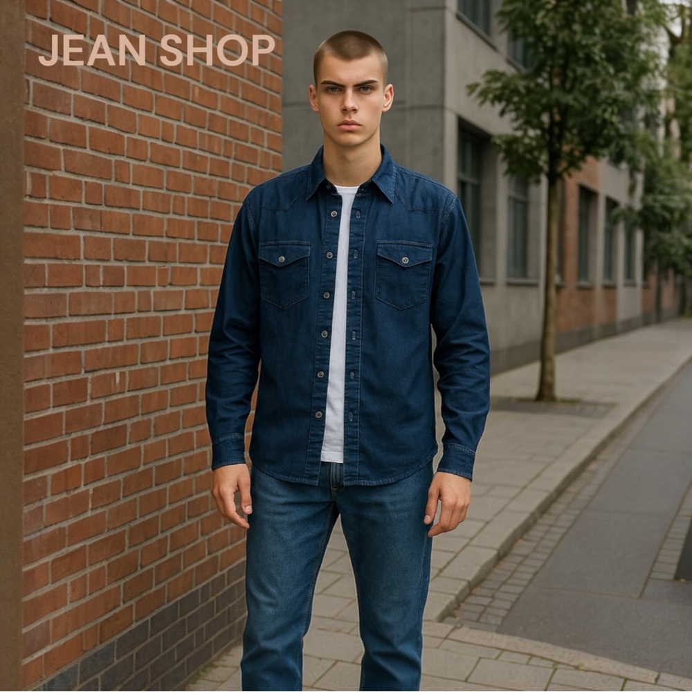 JEAN SHOP - Men's Casual Shirt Black Cotton